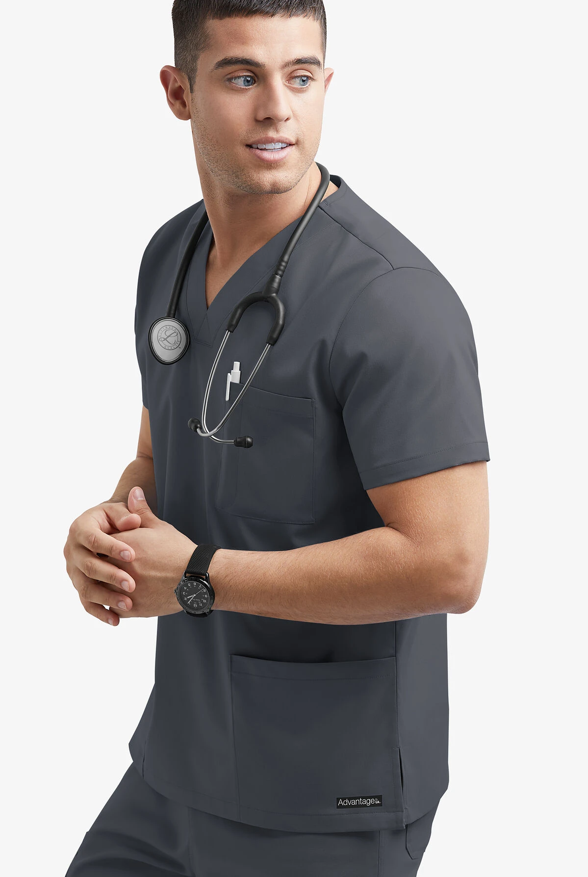 UA Advantage STRETCH Men's 6-Pocket V-Neck Scrub Top 4 UA Advantage STRETCH Men's 6-Pocket V-Neck Scrub Top - Image 2