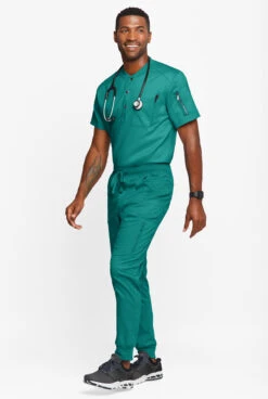 UA Advantage STRETCH Men's 2-Pocket Short Sleeve Henley Scrub Top -Fashion Clothing AB921 092623 TEAL 4