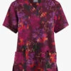 Butter-Soft Originals Autumn Park Wine Women's 2-Pocket Classic Fit V-Neck Printed Scrub Top -Fashion Clothing BSN1162APWN 1