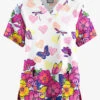 Butter-Soft Originals Butterfly Valley Women's 2-Pocket Classic Fit V-Neck Printed Scrub Top 2 Butter-Soft Originals Butterfly Valley Women's 2-Pocket Classic Fit V-Neck Printed Scrub Top -Fashion Clothing BSN1162BVWT 1