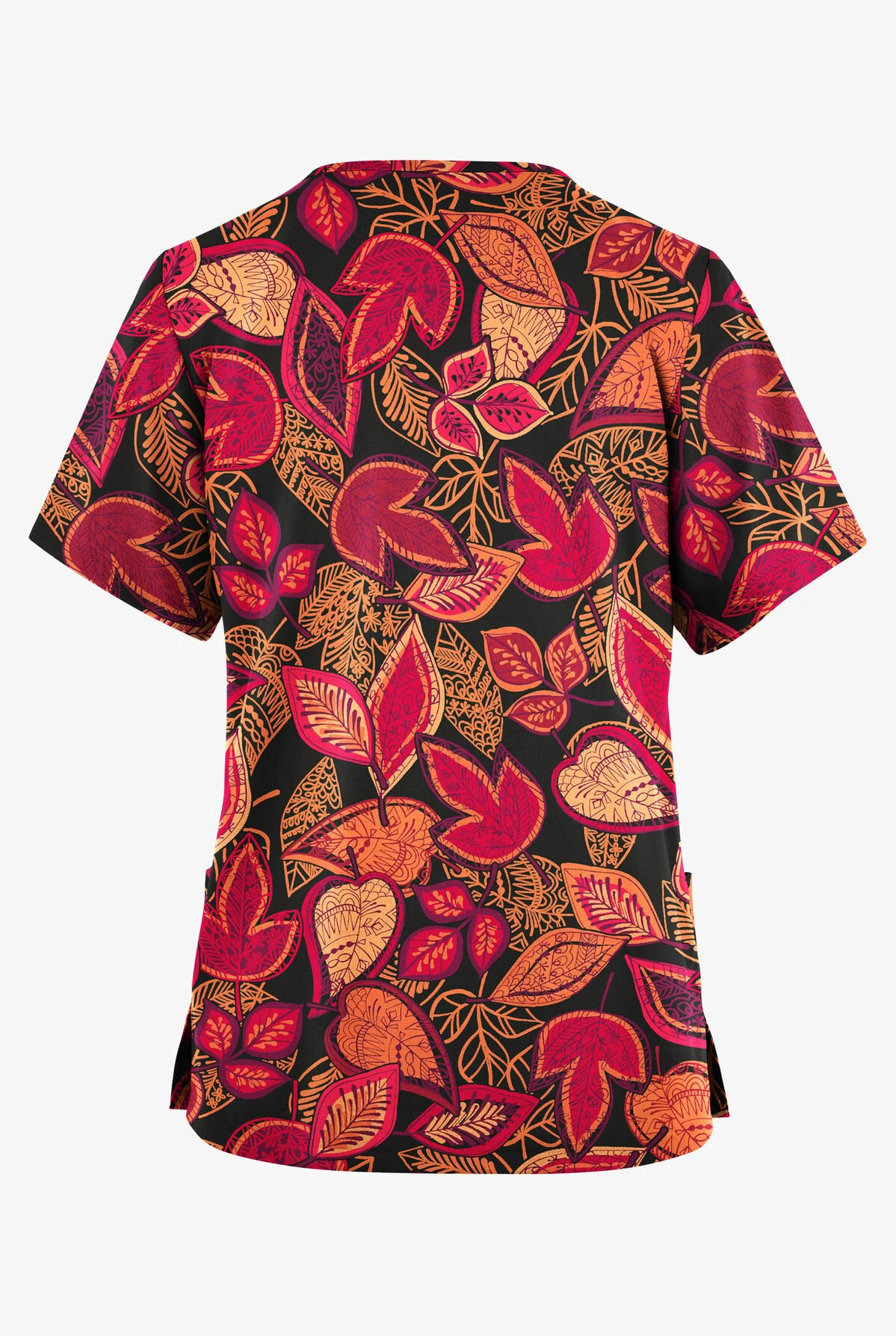 Butter-Soft Originals Filigree Leaves Black Printed Women's 2-Pocket Classic Fit V-Neck Scrub Top 4 Butter-Soft Originals Filigree Leaves Black Printed Women's 2-Pocket Classic Fit V-Neck Scrub Top - Image 2