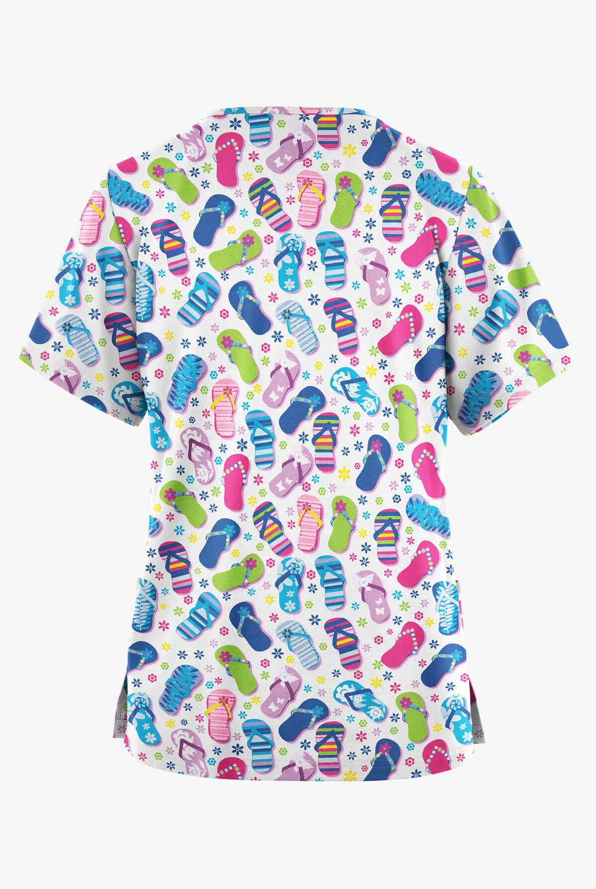 Butter-Soft Originals Flip Flop Fun Royal Women's 2-Pocket Classic Fit V-Neck Printed Scrub Top 4 Butter-Soft Originals Flip Flop Fun Royal Women's 2-Pocket Classic Fit V-Neck Printed Scrub Top - Image 2