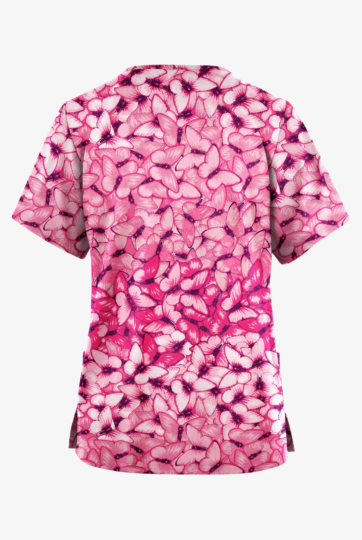 Butter-Soft Originals Garden Butterflies Blush Women's 2-Pocket Classic Fit V-Neck Printed Scrub Top 4 Butter-Soft Originals Garden Butterflies Blush Women's 2-Pocket Classic Fit V-Neck Printed Scrub Top - Image 2