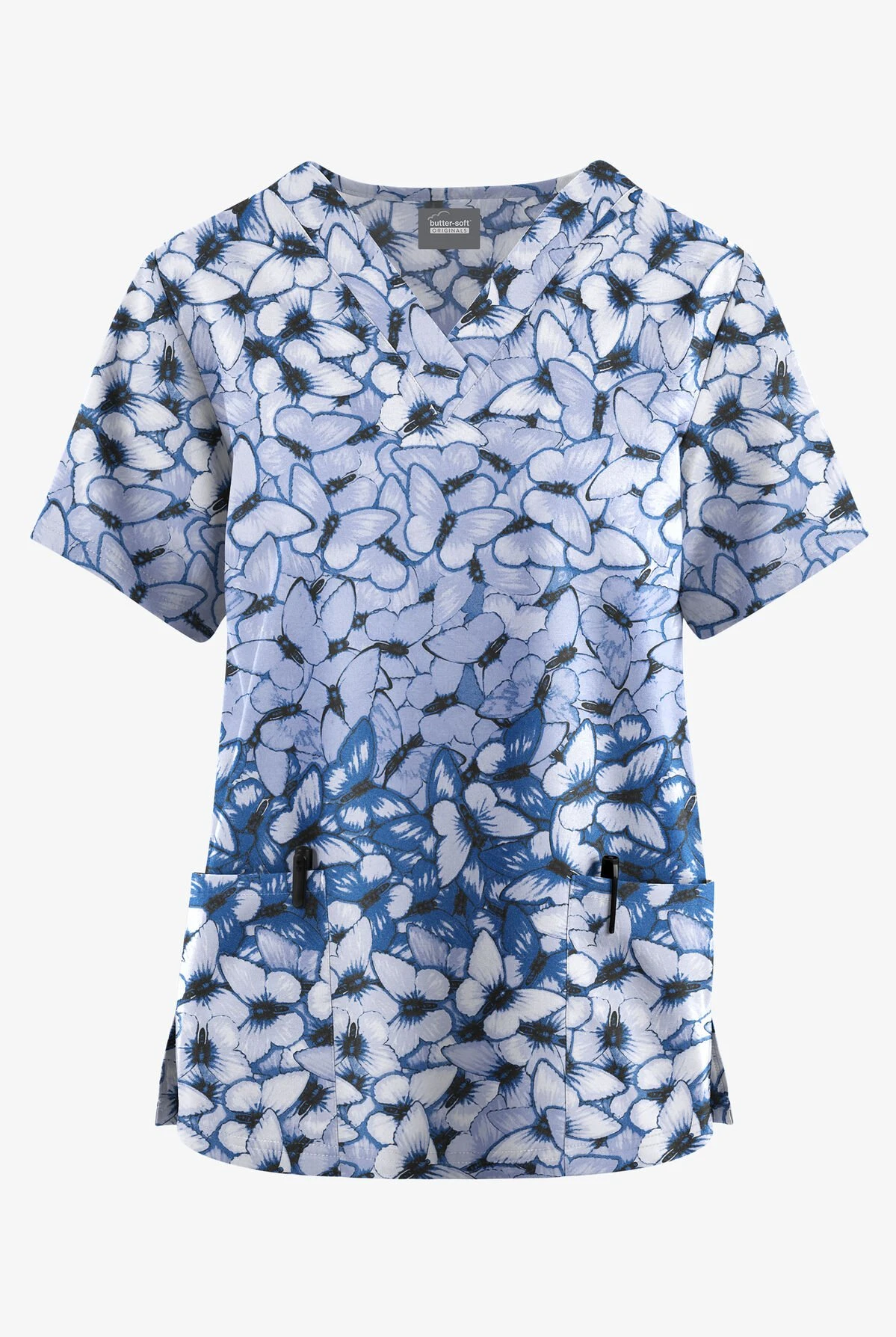 Butter-Soft Originals Garden Butterflies Ceil Women's 2-Pocket Classic Fit V-Neck Printed Scrub Top 3 Butter-Soft Originals Garden Butterflies Ceil Women's 2-Pocket Classic Fit V-Neck Printed Scrub Top
