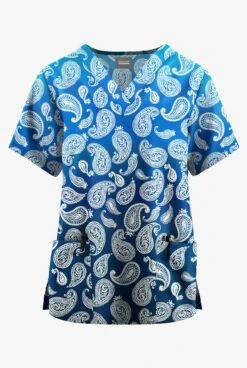 Butter-Soft Originals Paisley Gradient Women's 2-Pocket Classic Fit V-Neck Printed Scrub Top