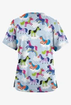 Butter-Soft Originals On The Clouds Dew Women's 2-Pocket Classic Fit V-Neck Printed Scrub Top -Fashion Clothing BSN1162TCMD 2