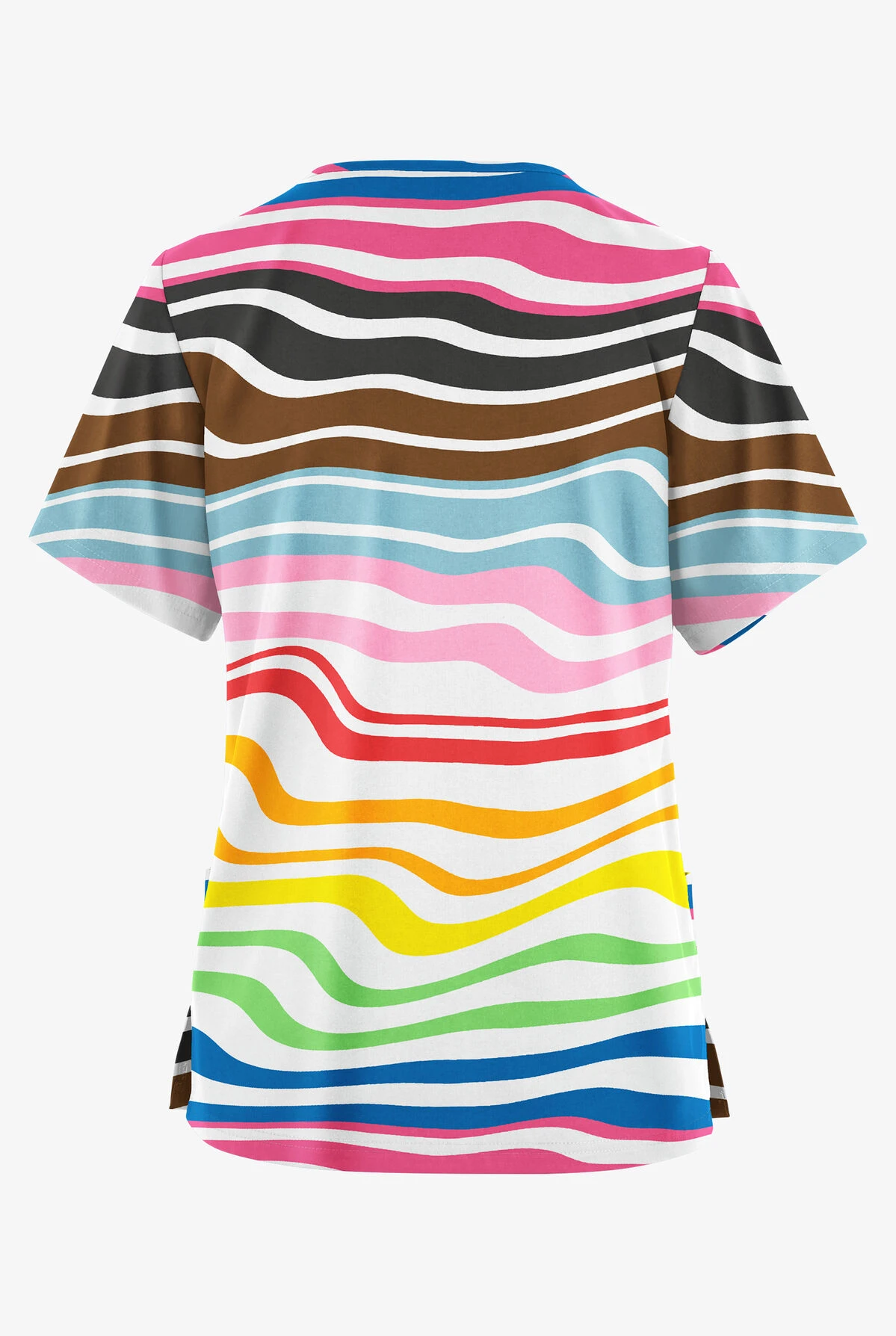 Butter-Soft Originals Wavy Stripe Women's 2-Pocket Classic Fit V-Neck Printed Scrub Top 4 Butter-Soft Originals Wavy Stripe Women's 2-Pocket Classic Fit V-Neck Printed Scrub Top - Image 2