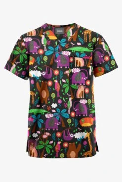 Butter-Soft Originals Jungle Party Unisex 2-Pocket V-Neck Printed Scrub Top
