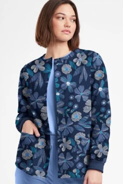 Butter-Soft Originals Linear Floral Ceil Women's 3-Pocket Warm-Up Printed Scrub Jacket 6 Butter-Soft Originals Linear Floral Ceil Women's 3-Pocket Warm-Up Printed Scrub Jacket -Fashion Clothing BSN1182LFCL 092623 2