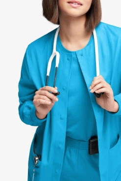 Butter-Soft Originals Women's 3-Pocket Warm-up Scrub Jacket -Fashion Clothing BSN1182 101623 TURQU 3