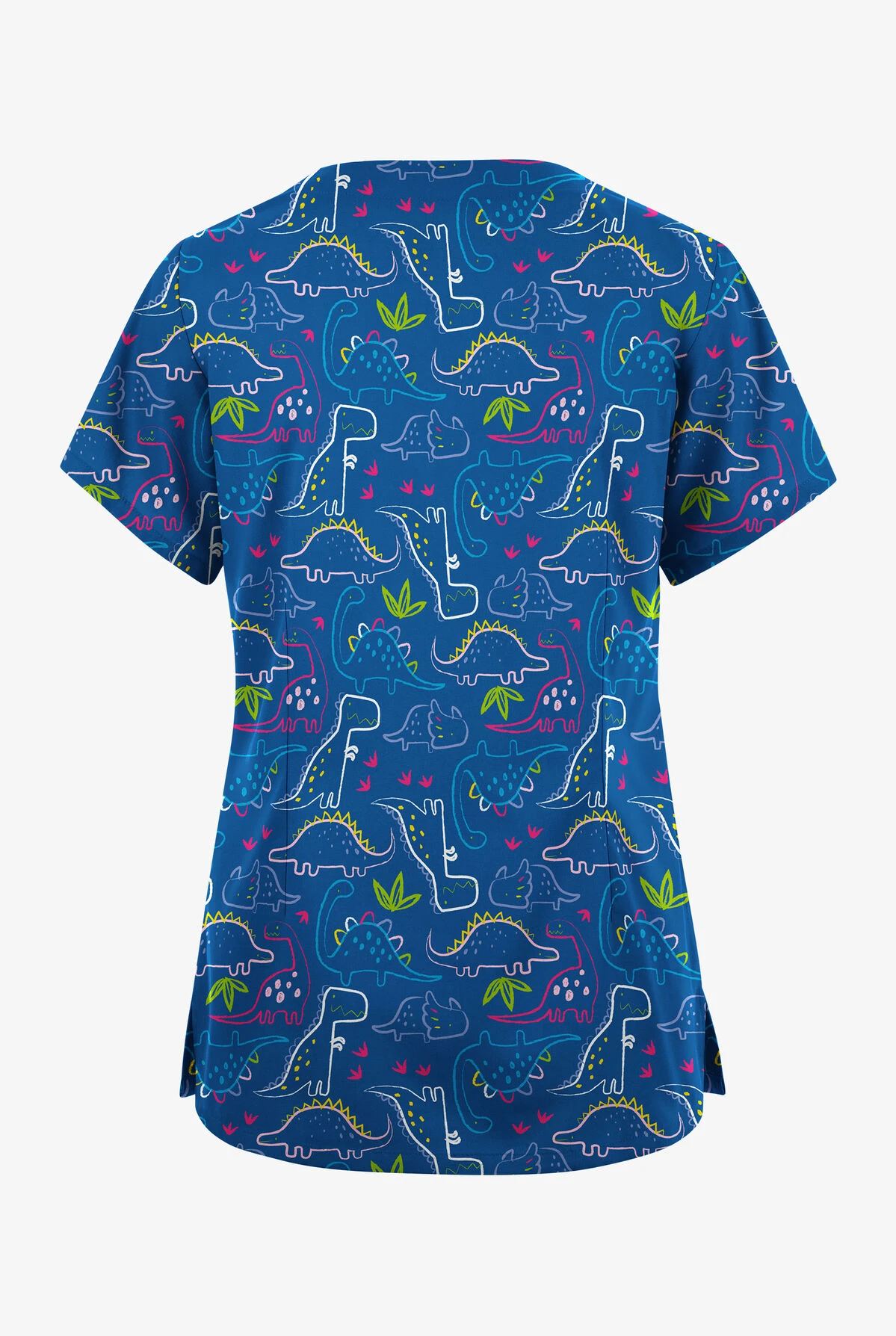 Butter-Soft Originals Dino Park Royal Women's 6-Pocket Scallop Neck Printed Scrub Top 4 Butter-Soft Originals Dino Park Royal Women's 6-Pocket Scallop Neck Printed Scrub Top - Image 2