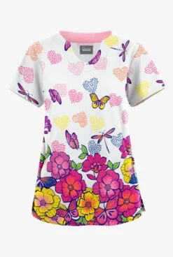 Butter-Soft Originals Butterfly Valley Women's 2-Pocket Scallop Neck Printed Scrub Top