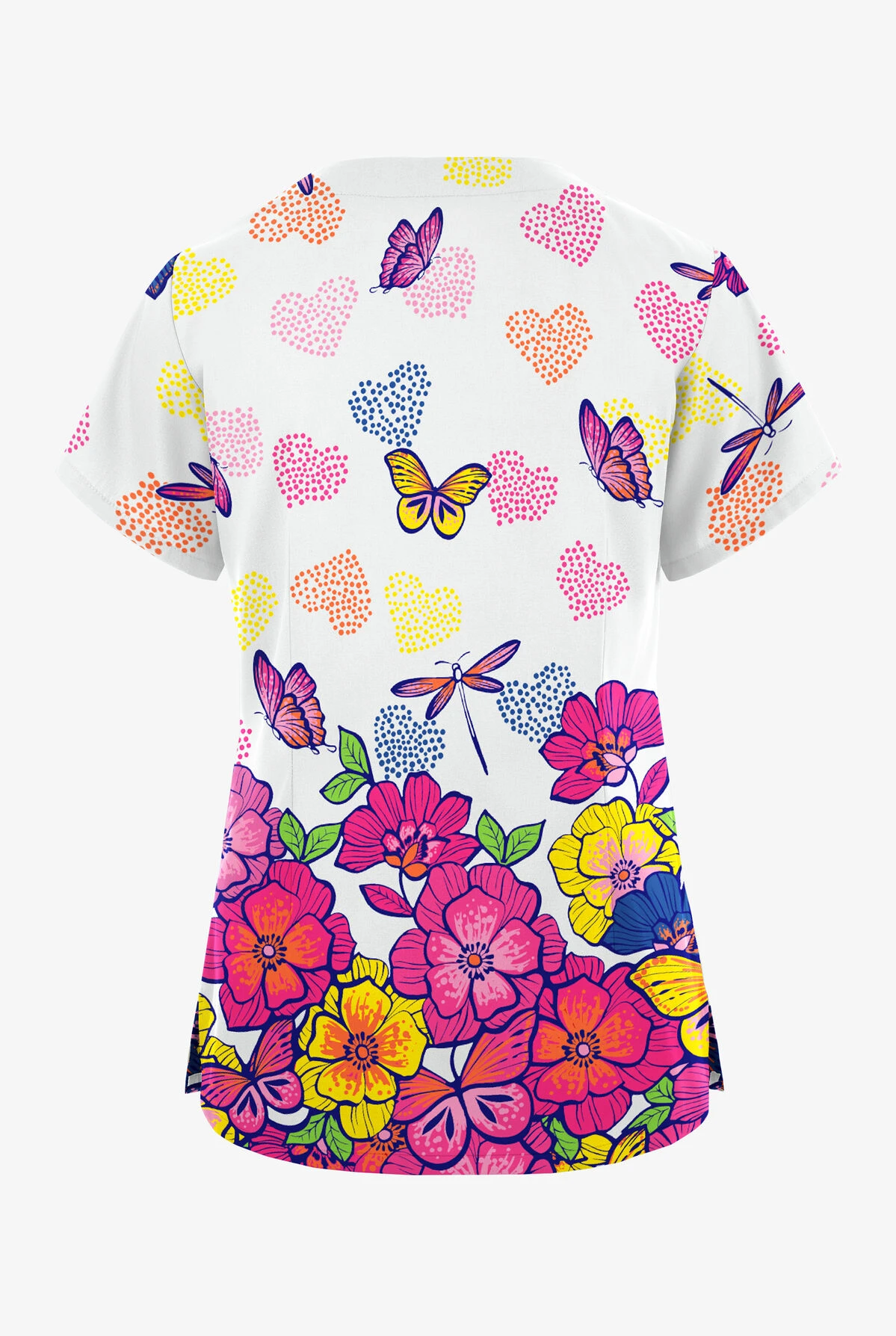 Butter-Soft Originals Butterfly Valley Women's 2-Pocket Scallop Neck Printed Scrub Top 4 Butter-Soft Originals Butterfly Valley Women's 2-Pocket Scallop Neck Printed Scrub Top - Image 2