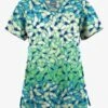 Butter-Soft Originals Garden Butterflies Teal Women's 2-Pocket Scallop Neck Printed Scrub Top -Fashion Clothing BSN1197GBTL 092023 1