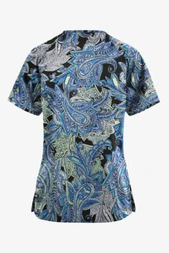Butter-Soft Originals Layered Paisley Women's 3-Pocket Mock Wrap Raglan Sleeve Printed Scrub Top 5 Butter-Soft Originals Layered Paisley Women's 3-Pocket Mock Wrap Raglan Sleeve Printed Scrub Top -Fashion Clothing BSN1266LPBL 2