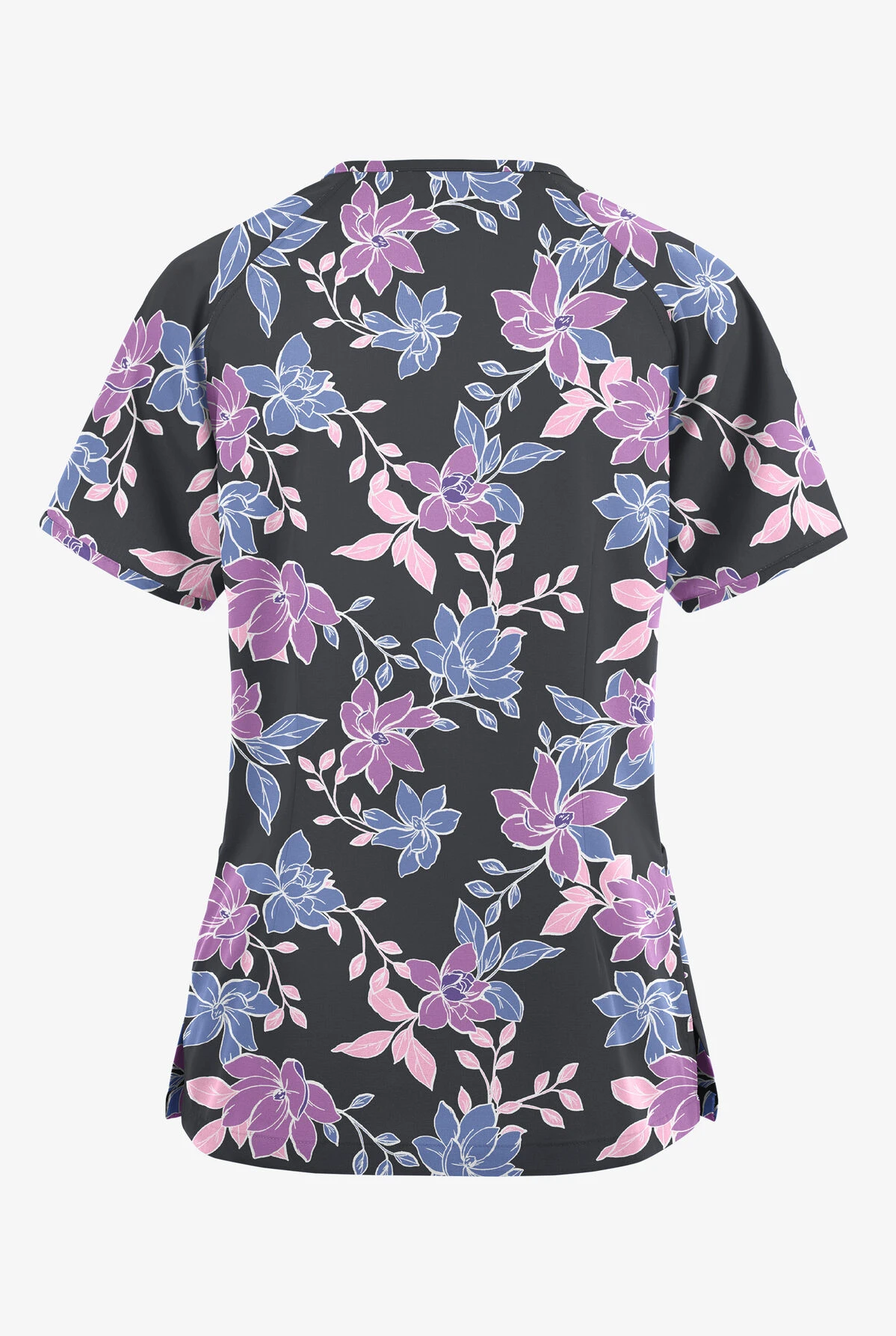 Butter-Soft Originals Spring Gardenia Women's 3-Pocket Mock Wrap Raglan Sleeve Printed Scrub Top 4 Butter-Soft Originals Spring Gardenia Women's 3-Pocket Mock Wrap Raglan Sleeve Printed Scrub Top - Image 2