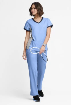 Butter-Soft Originals Women's 4-Pocket V-Neck Tri-Colorblock Scrub Top -Fashion Clothing BSN1368C 101323 CESIN 4