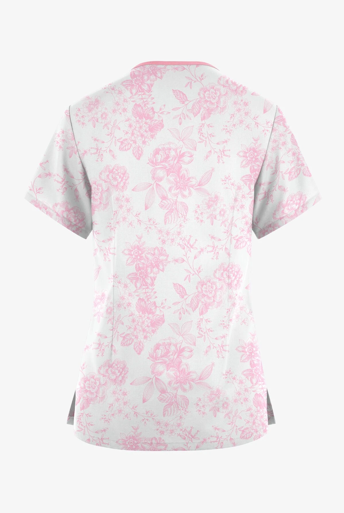 Butter-Soft Originals Etched Roses Blush Women's 3-Pocket Criss Cross Printed Scrub Top 4 Butter-Soft Originals Etched Roses Blush Women's 3-Pocket Criss Cross Printed Scrub Top - Image 2