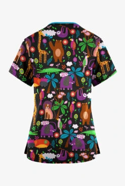 Butter-Soft Originals Jungle Party Women's 3-Pocket Criss Cross Printed Scrub Top 5 Butter-Soft Originals Jungle Party Women's 3-Pocket Criss Cross Printed Scrub Top -Fashion Clothing BSN1626JPBL 100423 2