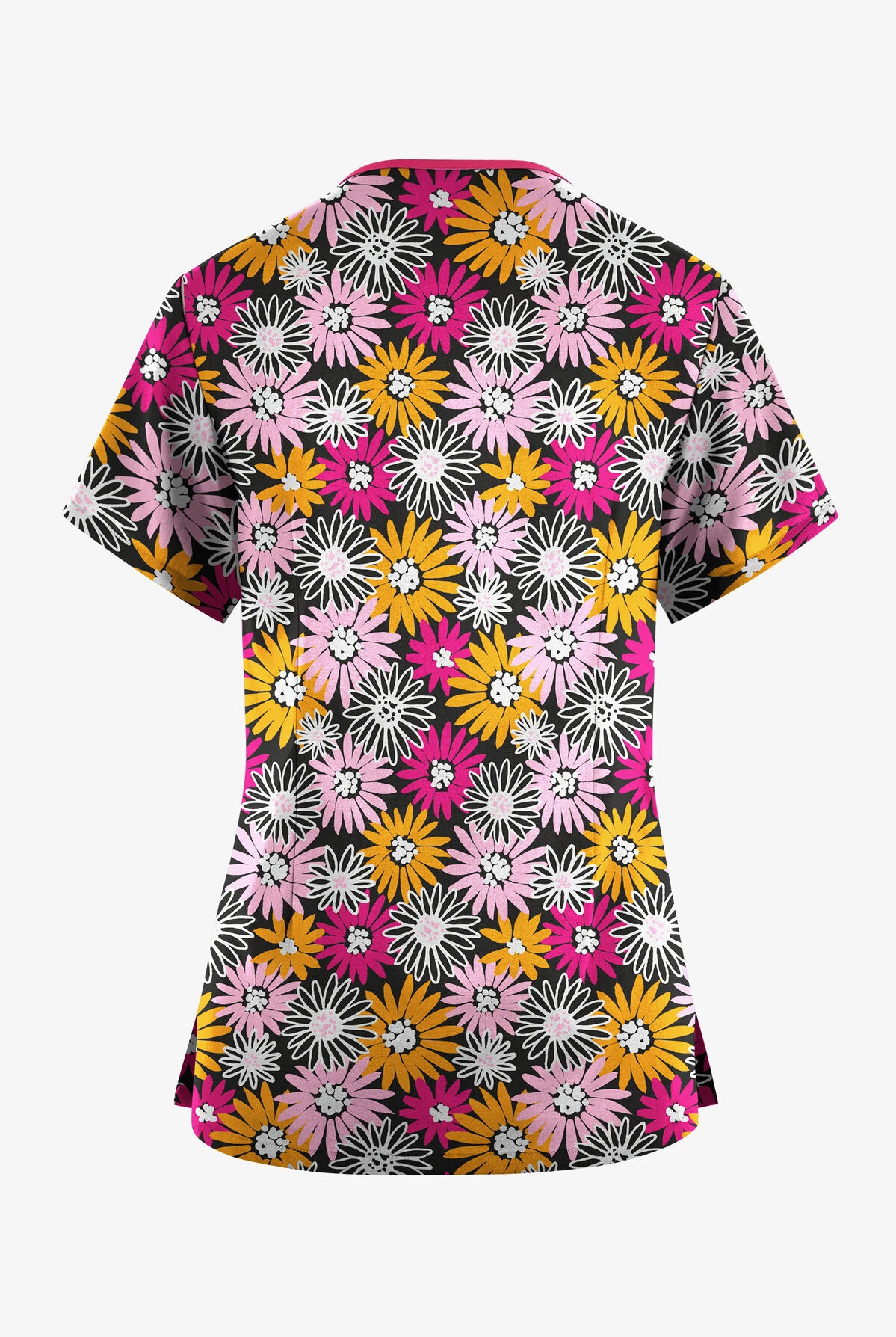 Butter-Soft Originals Pop Of Daisies Women's 3-Pocket Criss Cross Printed Scrub Top 4 Butter-Soft Originals Pop Of Daisies Women's 3-Pocket Criss Cross Printed Scrub Top - Image 2