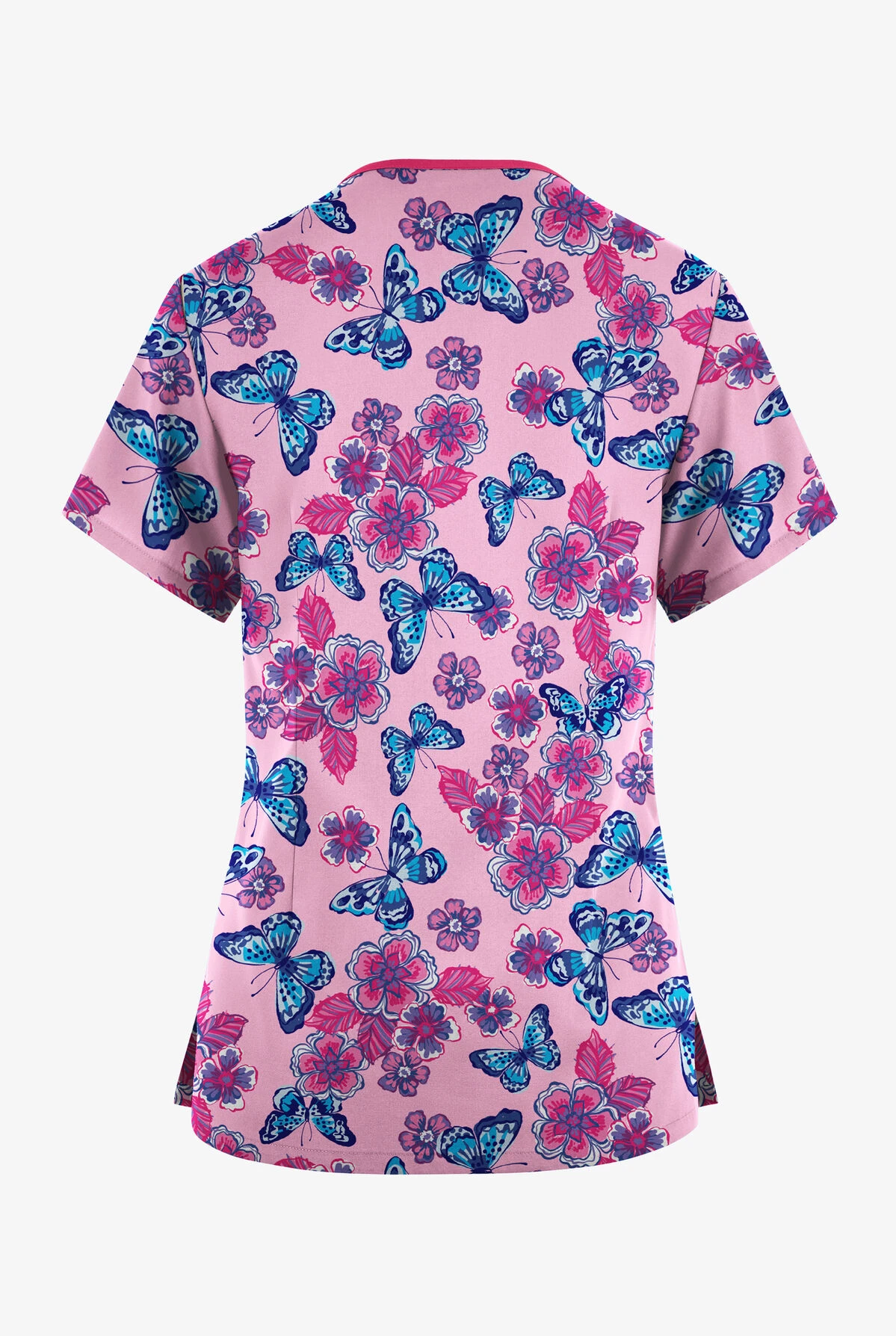 Butter-Soft Originals Spring Day Blush Women's 3-Pocket Criss Cross Printed Scrub Top 4 Butter-Soft Originals Spring Day Blush Women's 3-Pocket Criss Cross Printed Scrub Top - Image 2