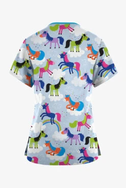 Butter-Soft Originals On The Clouds Morning Dew Women's 3-Pocket Criss Cross Printed Scrub Top -Fashion Clothing BSN1626TCMD 100423 2