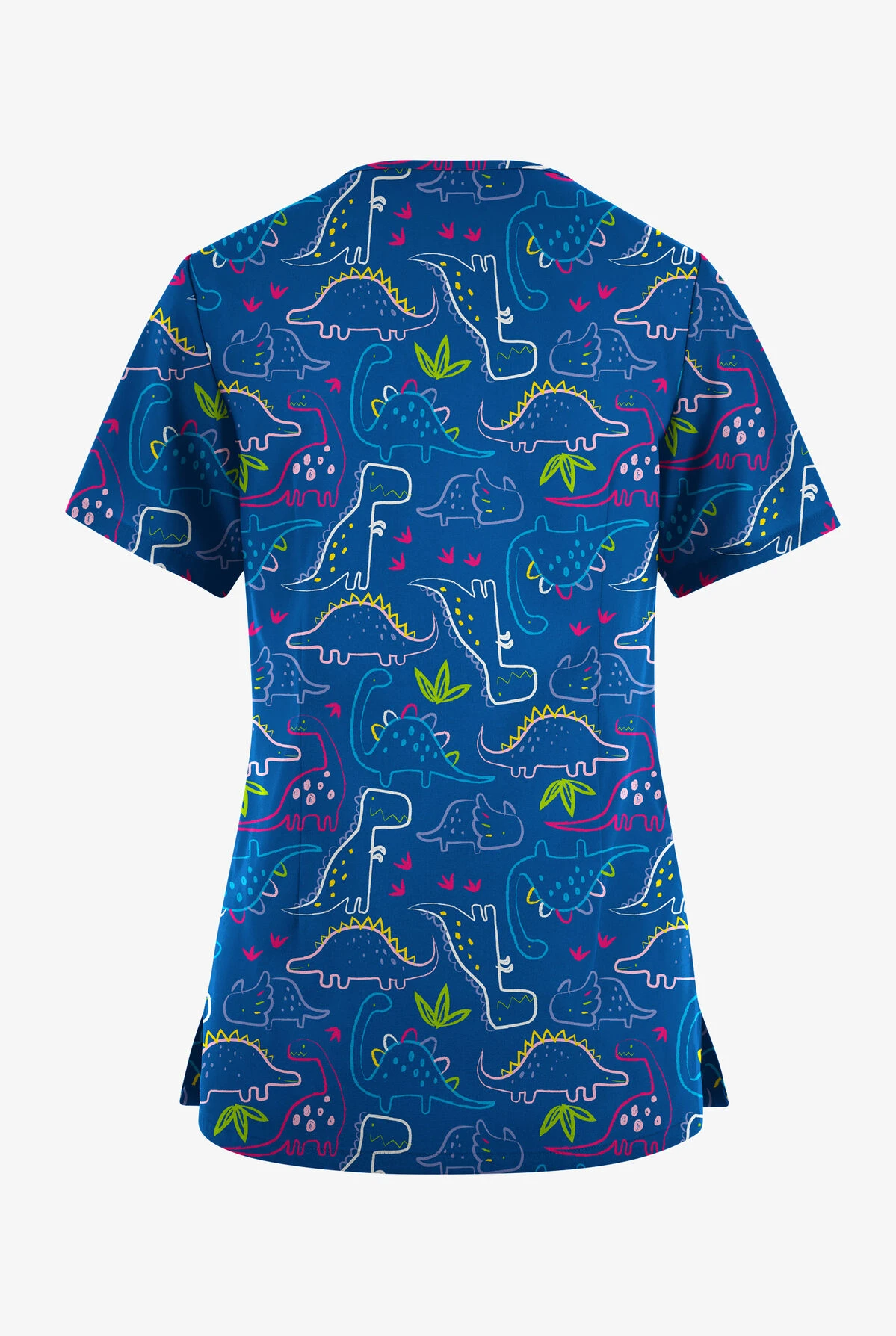 Butter-Soft Originals Dino Park Royal Women's 7-Pocket Curved V-Neck Printed Scrub Top 4 Butter-Soft Originals Dino Park Royal Women's 7-Pocket Curved V-Neck Printed Scrub Top - Image 2
