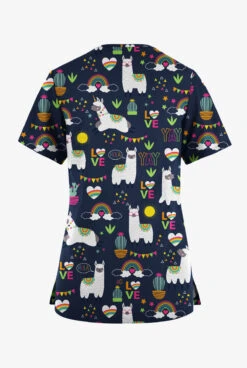 Butter-Soft Originals Llama Love Navy Women's 7-Pocket Curved V-Neck Printed Scrub Top 5 Butter-Soft Originals Llama Love Navy Women's 7-Pocket Curved V-Neck Printed Scrub Top -Fashion Clothing BSN1638LLNV 092023 2