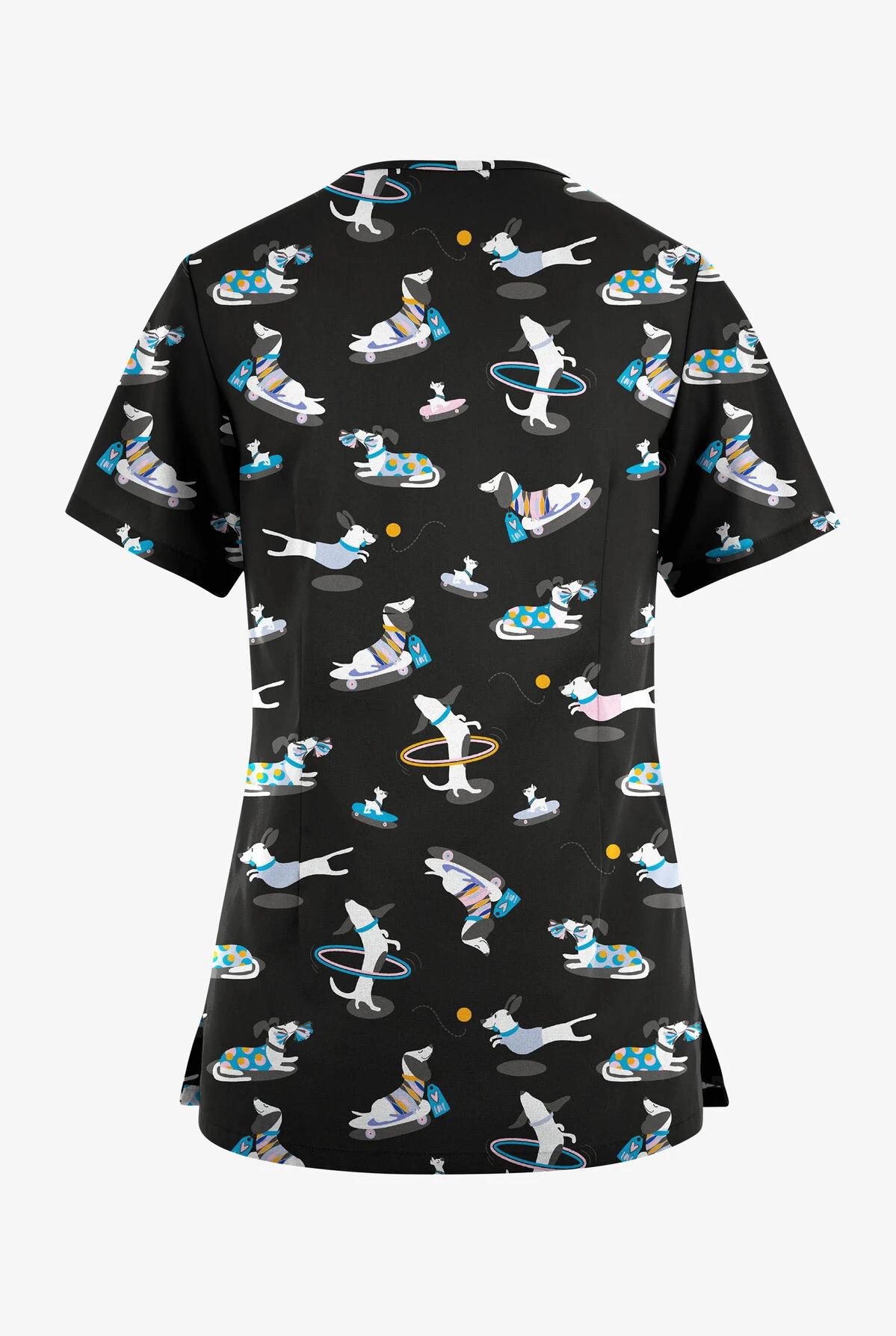 Butter-Soft Originals Playful Dachshunds Women's 7-Pocket Curved V-Neck Printed Scrub Top 4 Butter-Soft Originals Playful Dachshunds Women's 7-Pocket Curved V-Neck Printed Scrub Top - Image 2