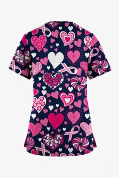 Butter-Soft Originals Ribbons Of Love Navy Women's 7-Pocket Rounded V-Neck Printed Scrub Top 5 Butter-Soft Originals Ribbons Of Love Navy Women's 7-Pocket Rounded V-Neck Printed Scrub Top -Fashion Clothing BSN1638RLNV 092723 2