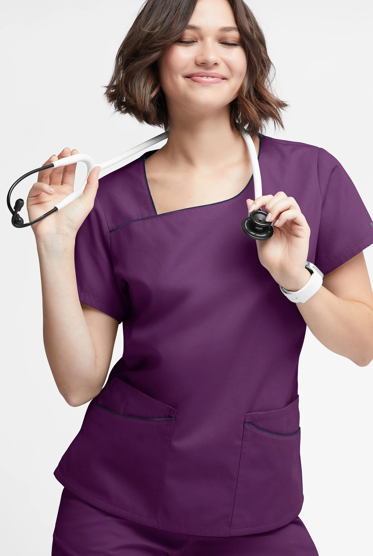 Butter-Soft Originals Women's 4-Pocket Asymmetrical Neck Scrub Top 4 Butter-Soft Originals Women's 4-Pocket Asymmetrical Neck Scrub Top - Image 2