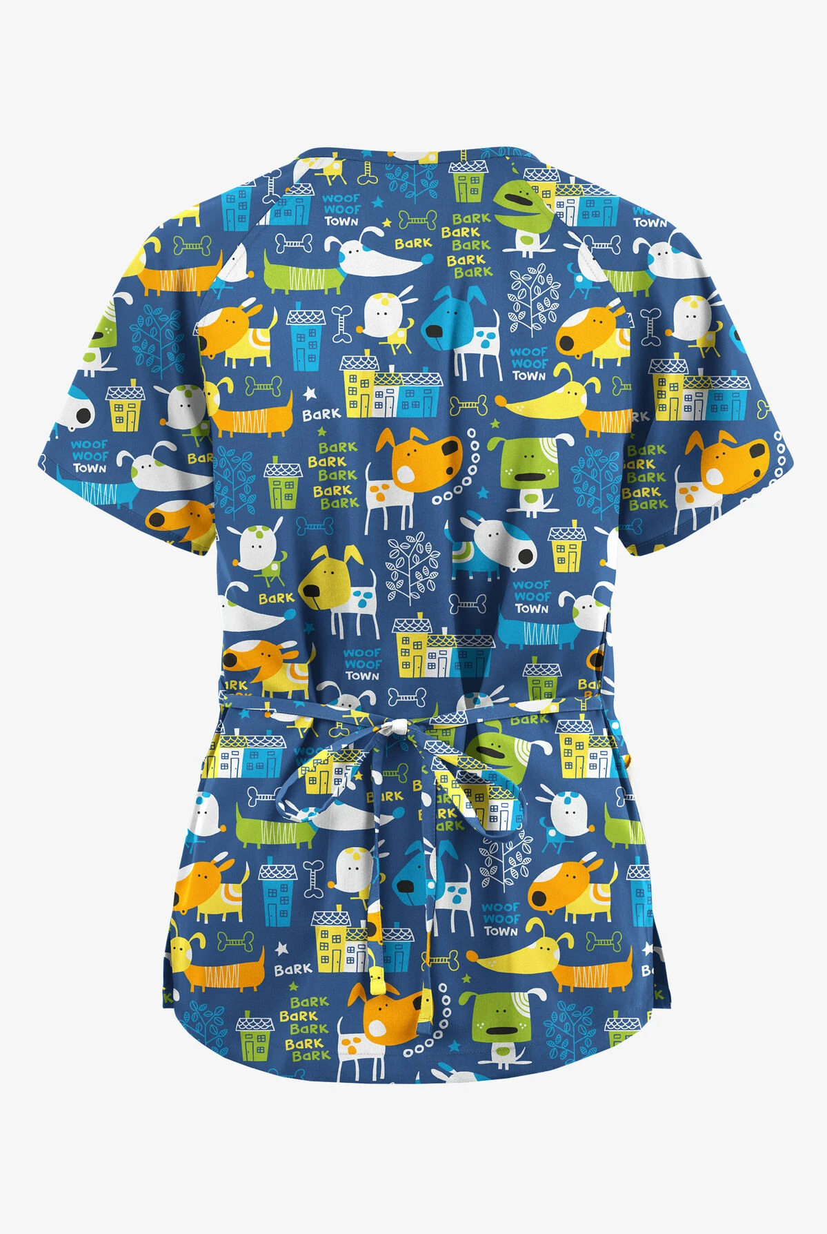 Butter-Soft Originals Bark Park Royal Women's 3-Pocket Mock Wrap With Ties Printed Scrub Top 4 Butter-Soft Originals Bark Park Royal Women's 3-Pocket Mock Wrap With Ties Printed Scrub Top - Image 2