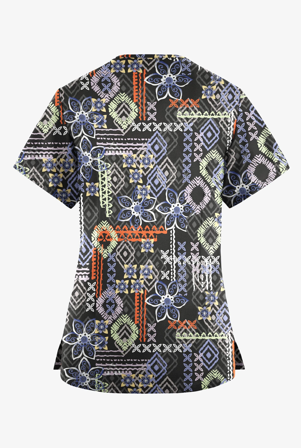 Butter-Soft Originals Floral Batik Women's 4-Pocket Rounded V-Neck Printed Scrub Top 4 Butter-Soft Originals Floral Batik Women's 4-Pocket Rounded V-Neck Printed Scrub Top - Image 2