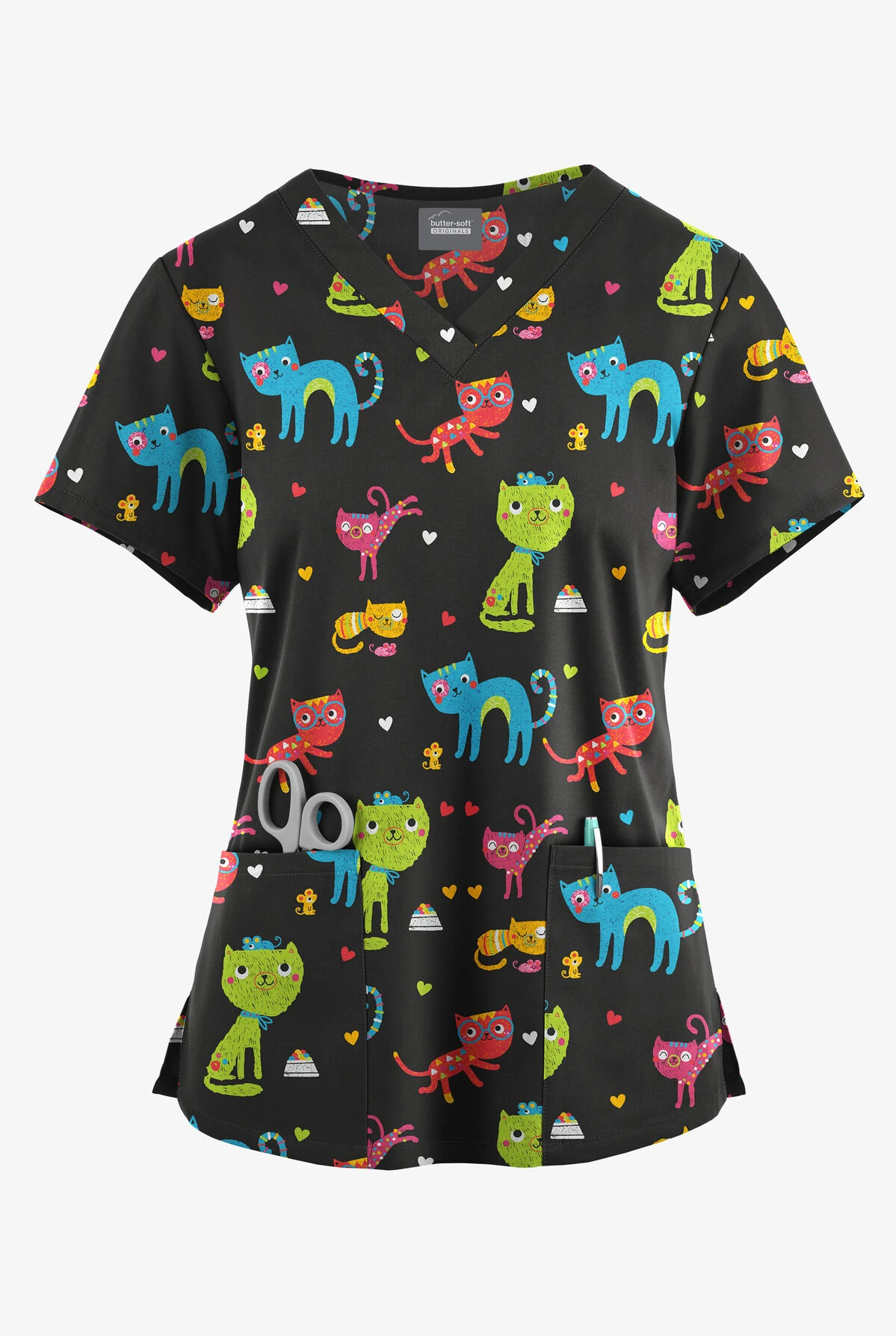 Butter-Soft Originals Friendship Women's 4-Pocket Rounded V-Neck Printed Scrub Top 3 Butter-Soft Originals Friendship Women's 4-Pocket Rounded V-Neck Printed Scrub Top