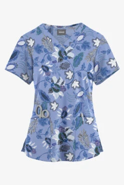 Butter-Soft Originals Imperial Jacobean Ceil Women's 4-Pocket Rounded V-Neck Printed Scrub TopÂ