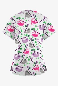 Butter-Soft Originals Slew Of Sloths White Printed Women's 4-Pocket Rounded V-Neck Scrub Top 5 Butter-Soft Originals Slew Of Sloths White Printed Women's 4-Pocket Rounded V-Neck Scrub Top -Fashion Clothing BSN2697SOWT 092723 2