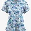 Butter-Soft Originals Tropical Garden Women's 4-Pocket Rounded V-Neck Printed Scrub Top  -Fashion Clothing BSN2697TGWT 1