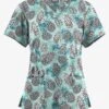 Butter-Soft Originals Winter Pine Cones Sea Frost Women's 4-Pocket Rounded V-Neck Printed Scrub Top -Fashion Clothing BSN2697WPSF 092723 1
