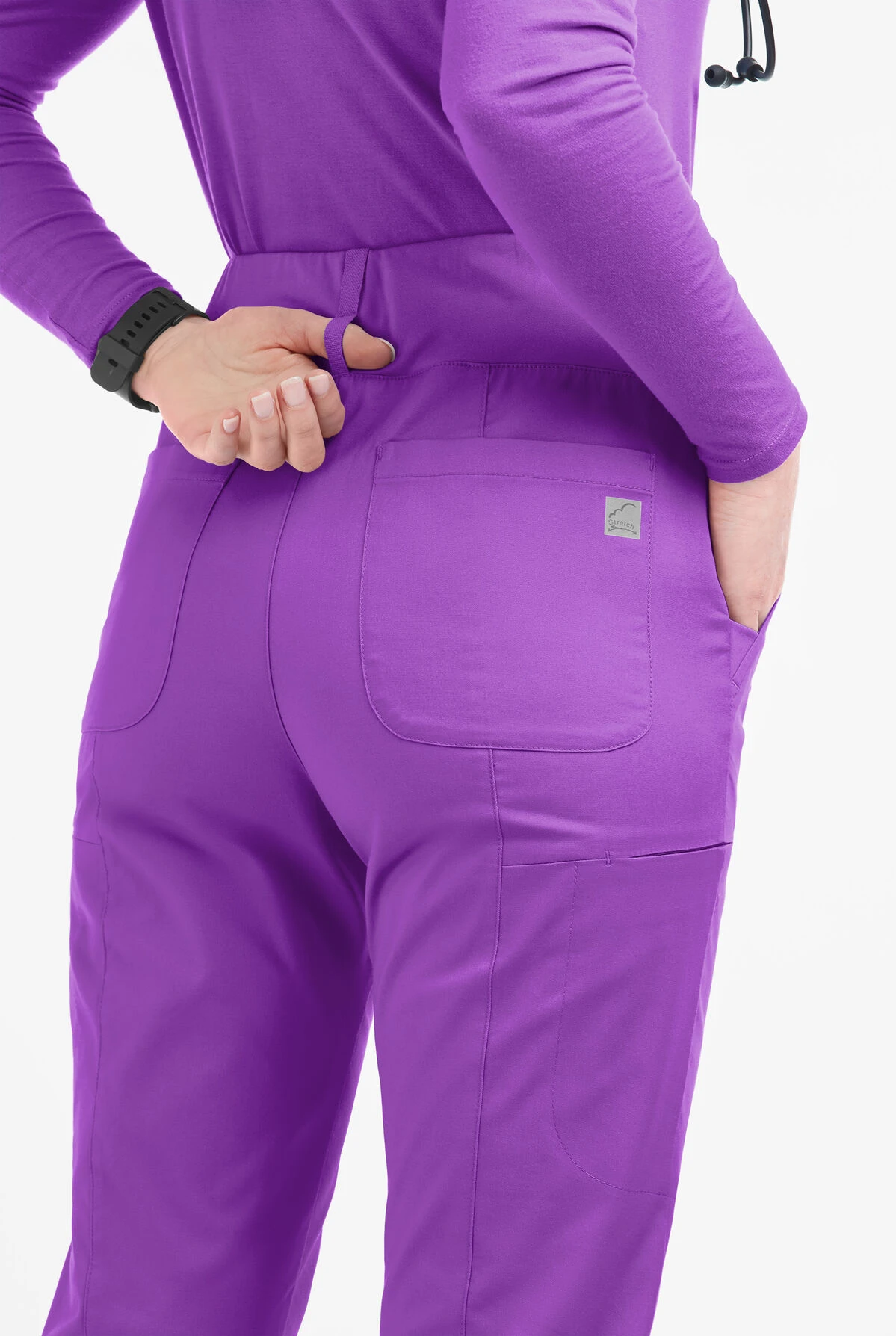 Butter-Soft STRETCH Women's 6-Pocket High Waisted Slim Leg Yoga Scrub Pants 5 Butter-Soft STRETCH Women's 6-Pocket High Waisted Slim Leg Yoga Scrub Pants - Image 3