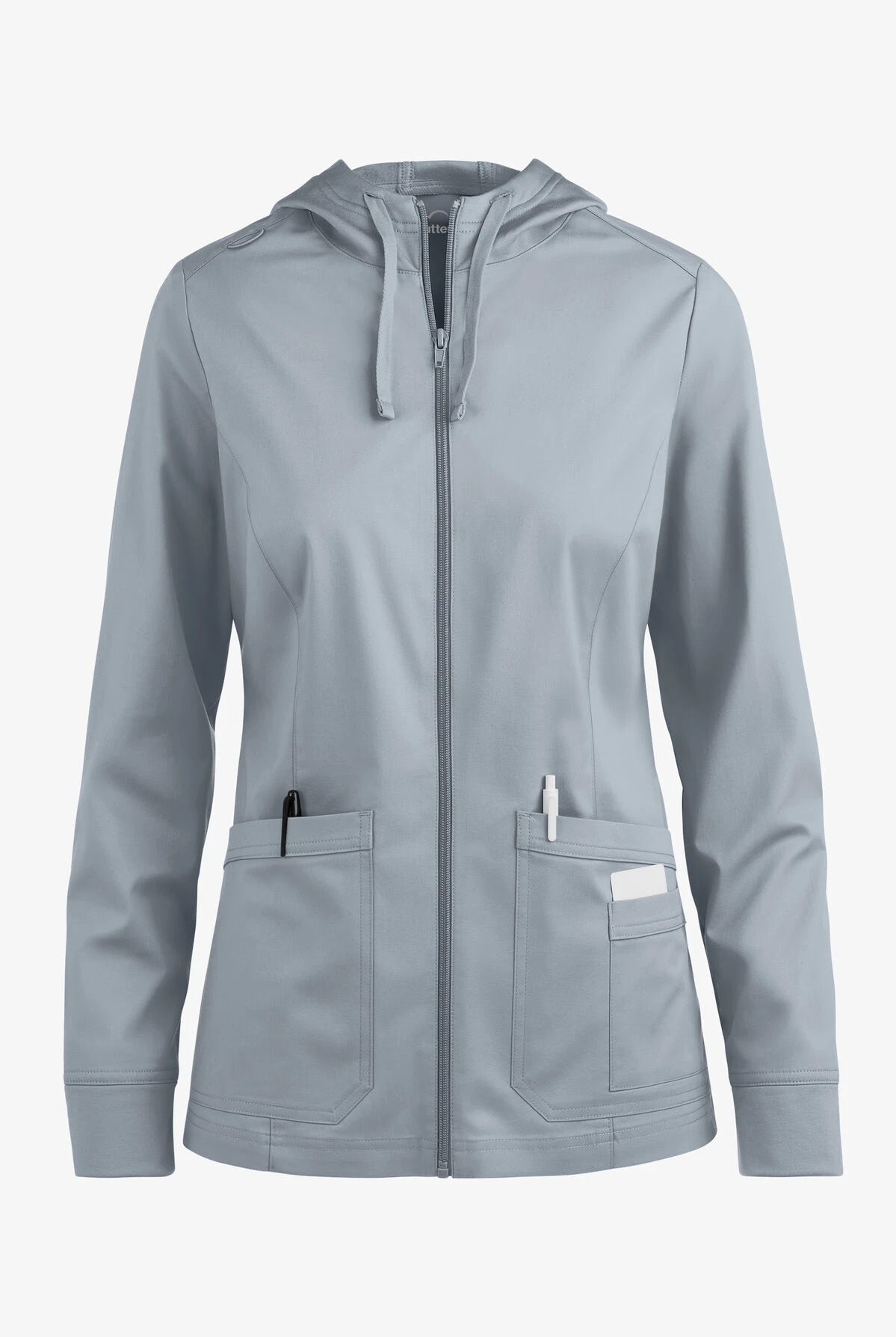 UA Butter-Soft STRETCH Women's 3-Pocket Zip-Front With Cozy Knit Hood And Trim Scrub Jacket 3 UA Butter-Soft STRETCH Women's 3-Pocket Zip-Front With Cozy Knit Hood And Trim Scrub Jacket