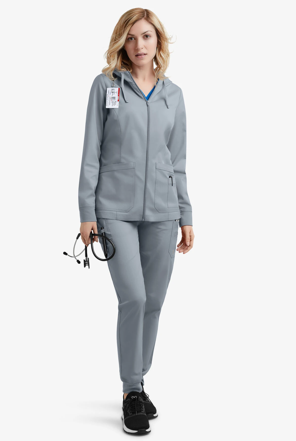 UA Butter-Soft STRETCH Women's 3-Pocket Zip-Front With Cozy Knit Hood And Trim Scrub Jacket 4 UA Butter-Soft STRETCH Women's 3-Pocket Zip-Front With Cozy Knit Hood And Trim Scrub Jacket - Image 2