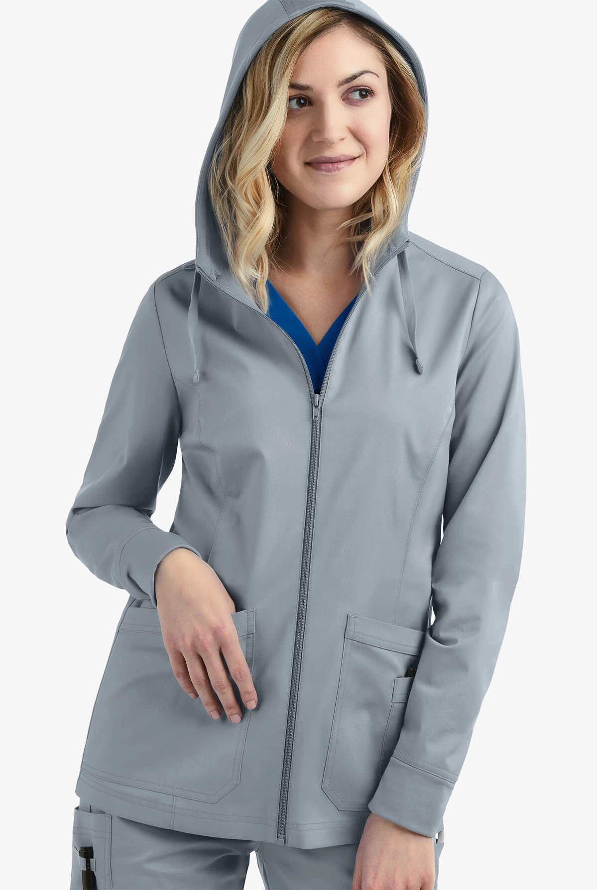 UA Butter-Soft STRETCH Women's 3-Pocket Zip-Front With Cozy Knit Hood And Trim Scrub Jacket 5 UA Butter-Soft STRETCH Women's 3-Pocket Zip-Front With Cozy Knit Hood And Trim Scrub Jacket - Image 3