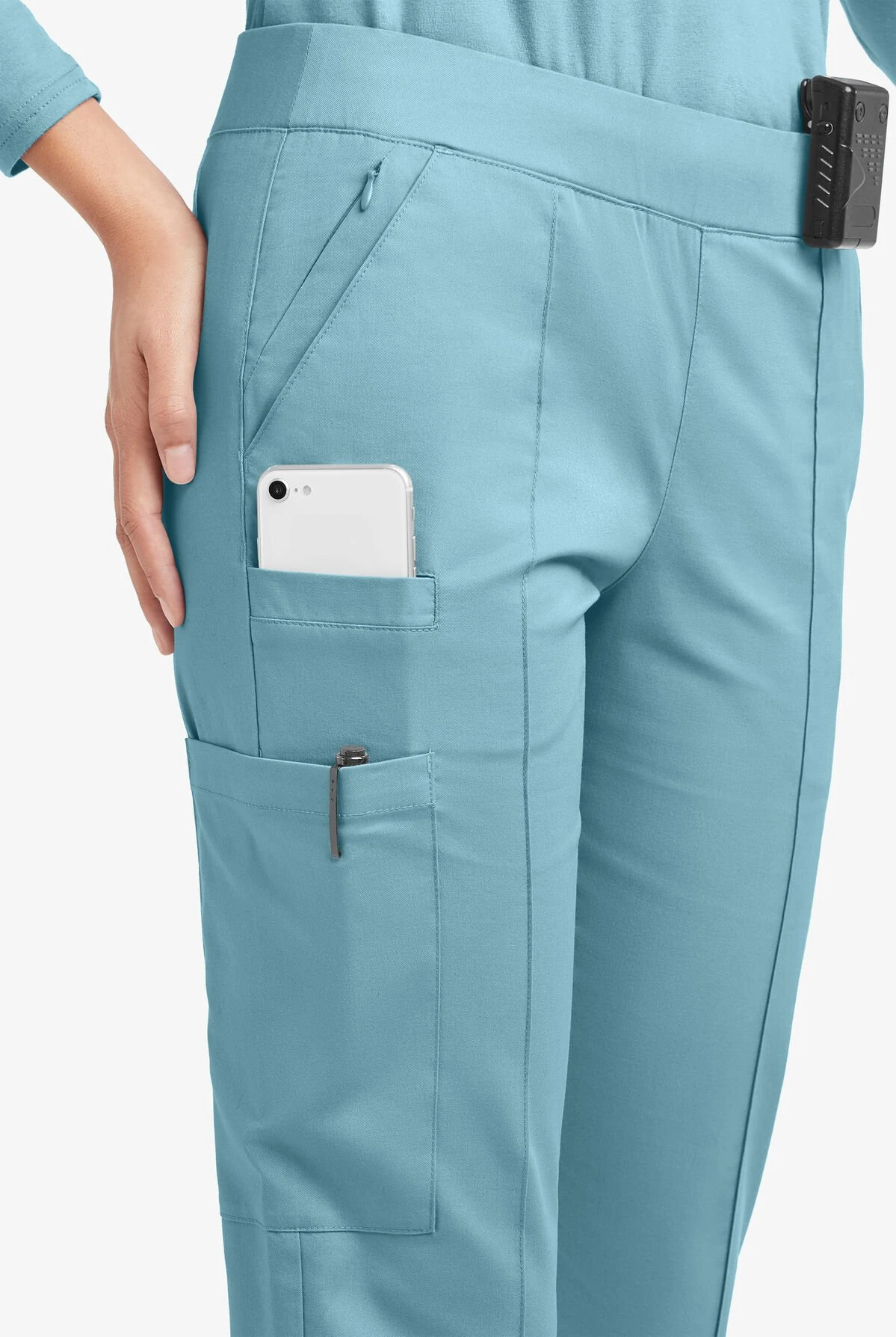 UA Butter-Soft STRETCH Women's 6-Pocket Pin-Tuck Crop Slim With Sport Trim Detail Scrub Pants 4 UA Butter-Soft STRETCH Women's 6-Pocket Pin-Tuck Crop Slim With Sport Trim Detail Scrub Pants - Image 2