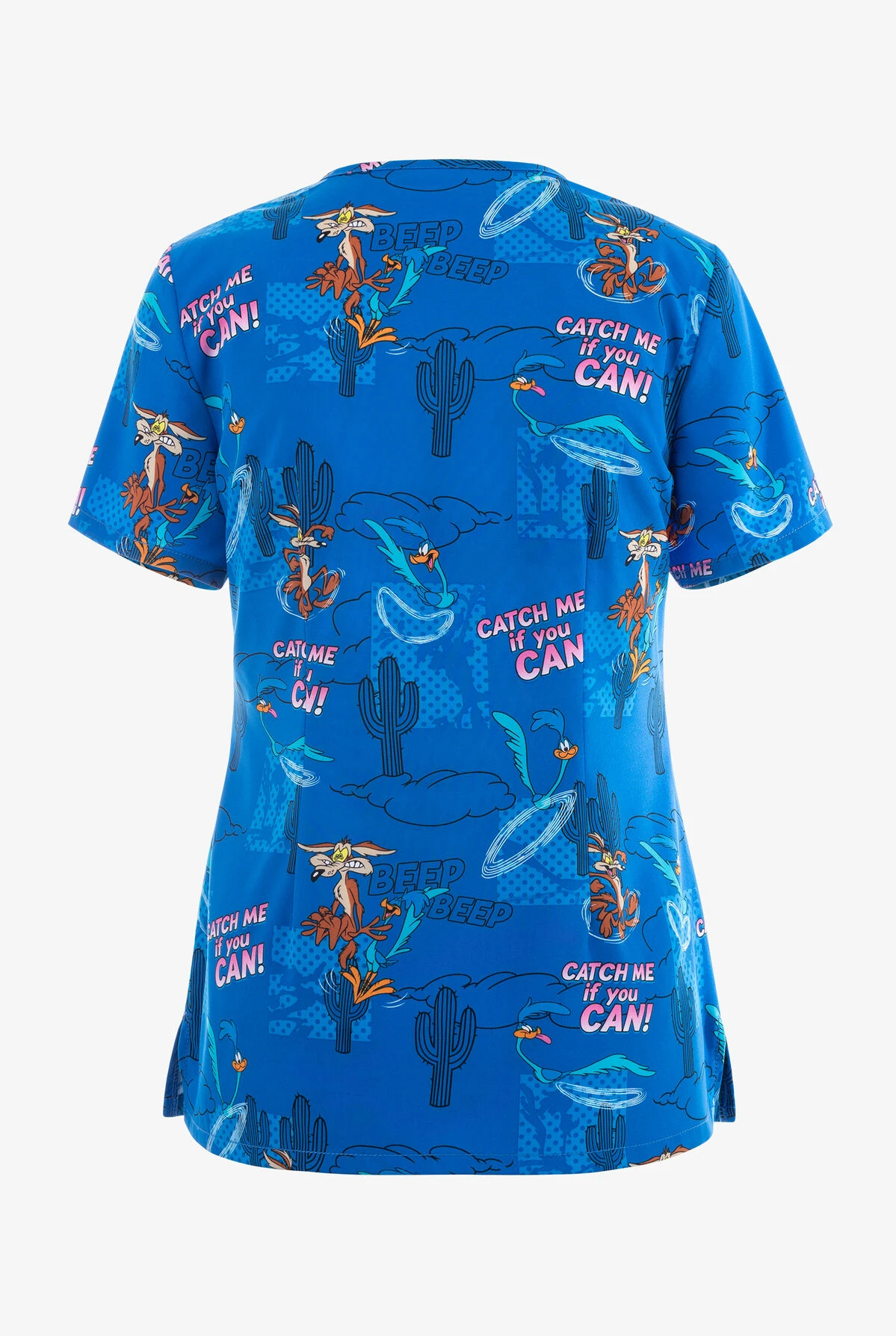 Cherokee Tooniforms Catch Me Road Runner Women's 3-Pocket STRETCH V-Neck Print Scrub Top 4 Cherokee Tooniforms Catch Me Road Runner Women's 3-Pocket STRETCH V-Neck Print Scrub Top - Image 2