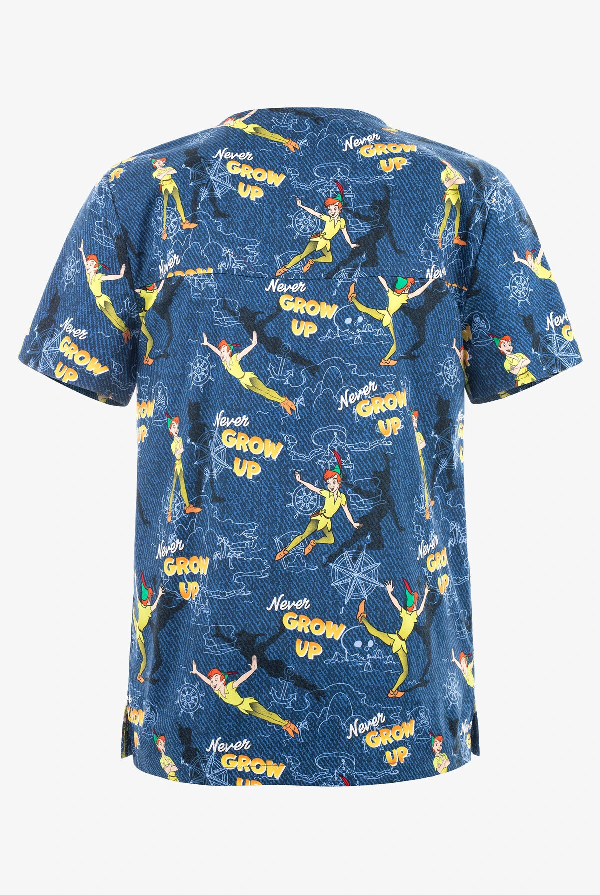 Cherokee Tooniforms Disney's Peter Pan Come With Me Unisex 2-Pocket STRETCH V-Neck Print Scrub Top 4 Cherokee Tooniforms Disney's Peter Pan Come With Me Unisex 2-Pocket STRETCH V-Neck Print Scrub Top - Image 2