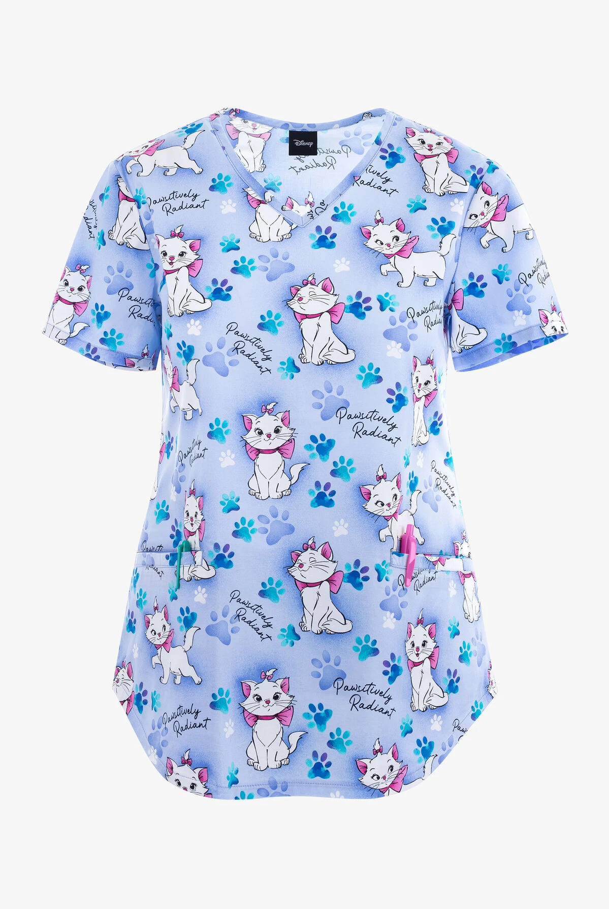Cherokee Tooniforms Pawsitively Radiant The Aristocats Women's 2-Pocket STRETCH V-Neck Print Scrub Top 3 Cherokee Tooniforms Pawsitively Radiant The Aristocats Women's 2-Pocket STRETCH V-Neck Print Scrub Top