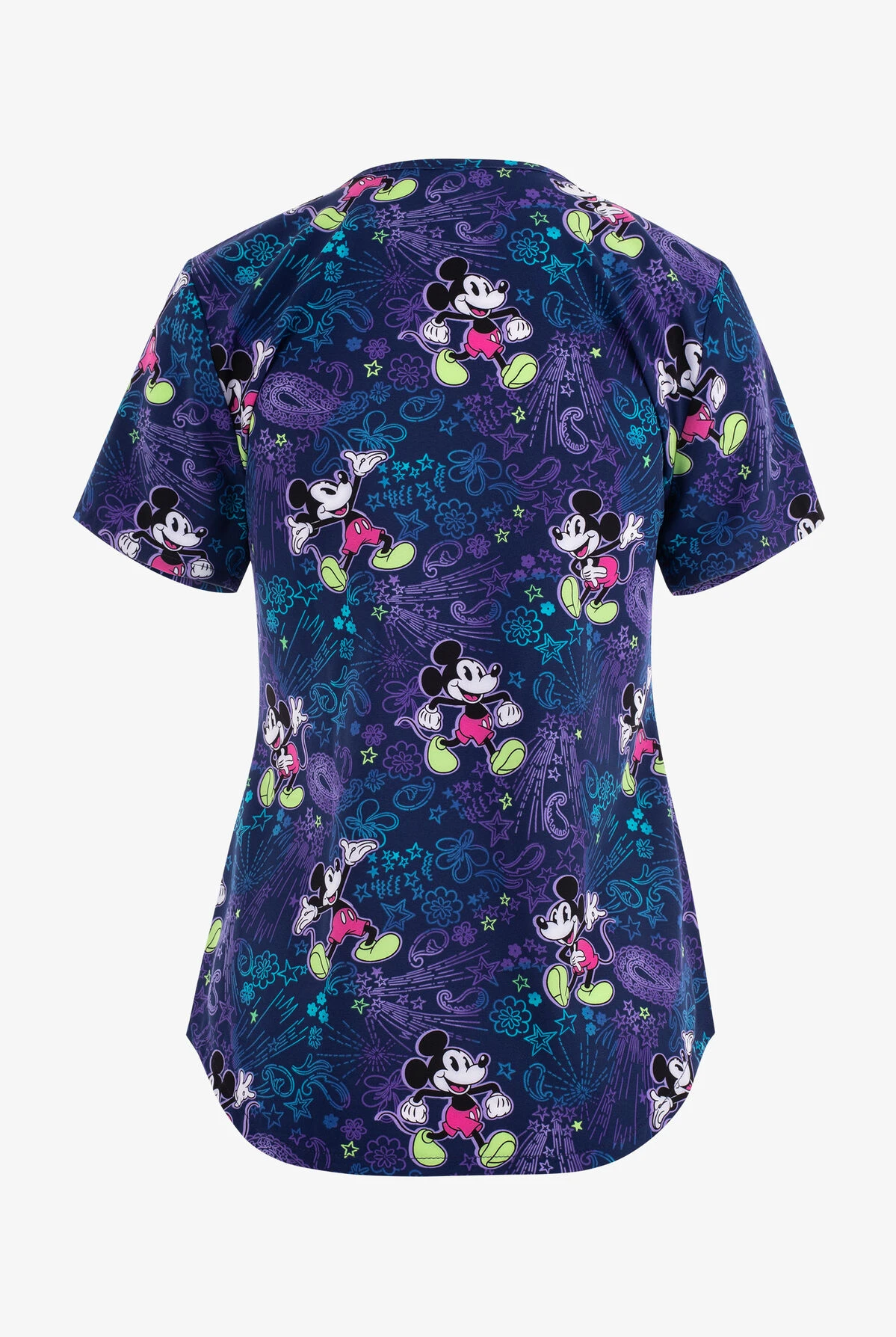 Cherokee Tooniforms Bandana Land Mickey Women's 2-Pocket STRETCH V-Neck Print Scrub Top 4 Cherokee Tooniforms Bandana Land Mickey Women's 2-Pocket STRETCH V-Neck Print Scrub Top - Image 2