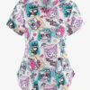 Cherokee Tooniforms Let's Go Hello Kitty Women's 2-Pocket STRETCH Notch Neck Print Scrub Top -Fashion Clothing CK787HSLG 1
