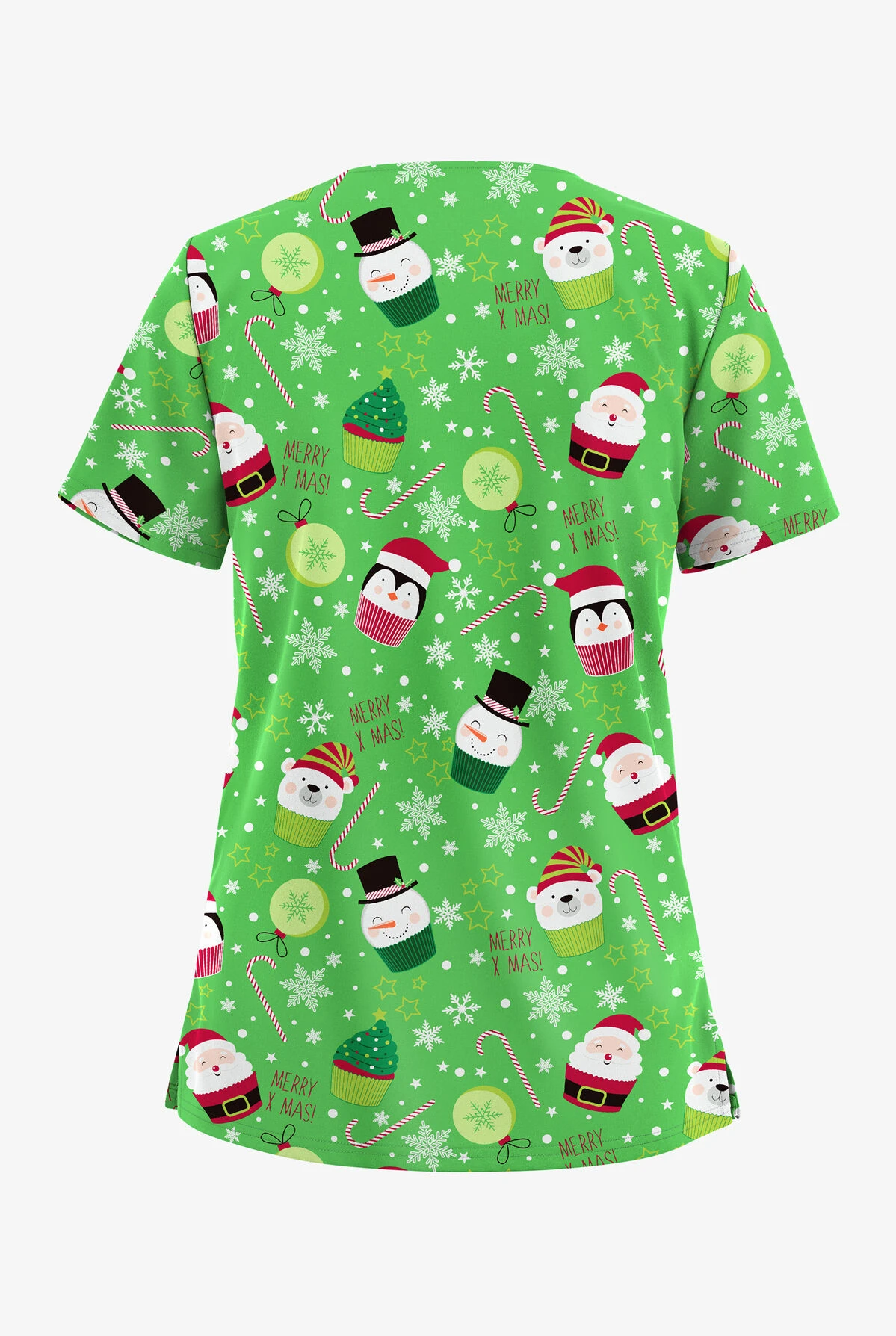 UA Butter-Soft STRETCH Christmas Treats Ruby Women's 2-Pocket V-Neck Printed Scrub Top 4 UA Butter-Soft STRETCH Christmas Treats Ruby Women's 2-Pocket V-Neck Printed Scrub Top - Image 2