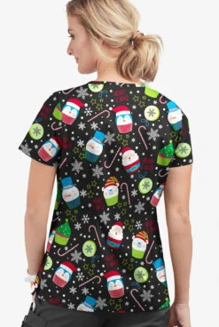 UA Butter-Soft STRETCH Christmas Treats Black Printed Women's 4-Pocket Crisscross Scrub Top 7 UA Butter-Soft STRETCH Christmas Treats Black Printed Women's 4-Pocket Crisscross Scrub Top -Fashion Clothing CS756CTBL 092823 3